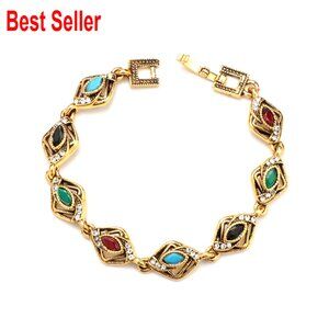 Gemstone Bracelet Bohemian Style Turquoise Bangle Retro Jewelry